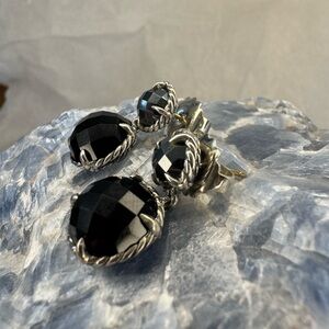 David Yurman Chatelaine Black Onyx Sterling Silver Drop Dangle Earrings